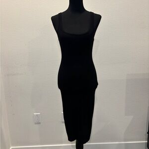 Black Ribbed Tank Midi Dress